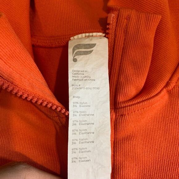 Fabletics Jacket Womens S Small Tangerine Tory Cropped Seamless Full Zip Mock - Picture 7 of 11